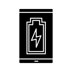Smartphone battery charging glyph icon