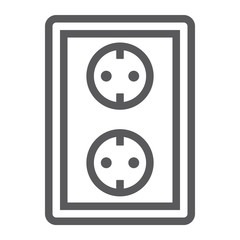 Socket line icon, electricity and voltage, power sign, vector graphics, a linear pattern on a white background.