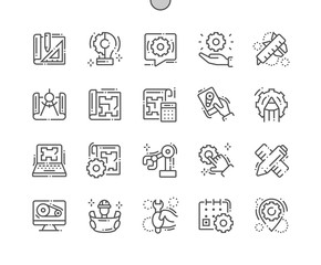 Engineering Well-crafted Pixel Perfect Vector Thin Line Icons 30 2x Grid for Web Graphics and Apps. Simple Minimal Pictogram