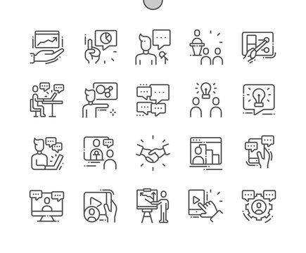 Conference Well-crafted Pixel Perfect Vector Thin Line Icons 30 2x Grid for Web Graphics and Apps. Simple Minimal Pictogram