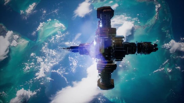 4K ISS. International Space Station Orbiting Earth. Elements of this image furnished by NASA