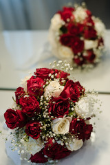 wedding flowers, the bride's bouquet, wedding day, bouquet of red roses