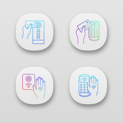 NFC technology app icons set