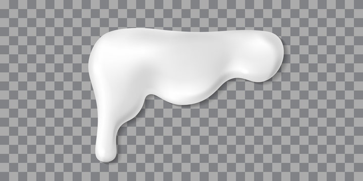 Dripping white cream or yoghurt icing drops. Vector paint stain or yogurt splash illustration for background design. Realistic milk horizontal border. Mayonnaise repeatable blobs