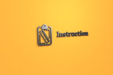 Illustration of Instruction with grey text on yellow background