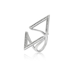 Silver diamond ring isolated on white