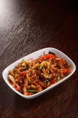 Delicious rice noodles with veggies