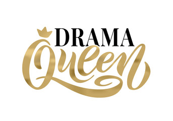 Queen word with crown. Hand lettering text vector illustration