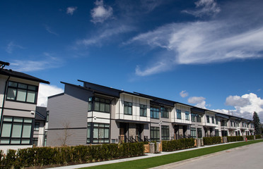 New townhouse complex. brand new houses just after construction on real estate market