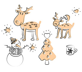Christmas coloring elements in vector