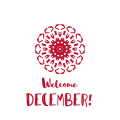 Winter greeting card with geometric ornament and text