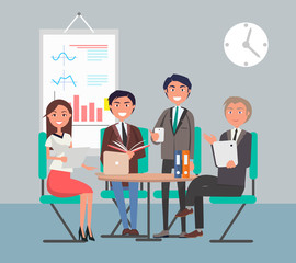 Cheerful Business People Color Vector Illustration