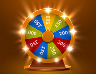 Wheel Of Fortune. Gamble chance leisure. Colorful gambling wheel. Jackpot prize concept background.