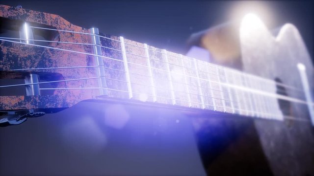 classic guitar on blue background