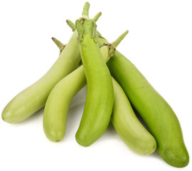 Green long eggplant on white background