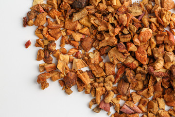 Obraz premium Still life, aromatic dry tea with fruits and petals