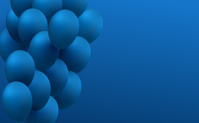 Blue festive background with realistic 3d balloons.