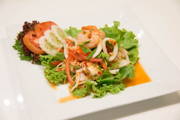 Spicy pork, spicy food in Thailand.