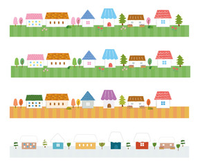 家のライン素材（春夏秋冬）