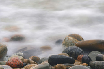 The Surf Washing Over Rocks at Boulder Beach, Acadia National Park, Maine	