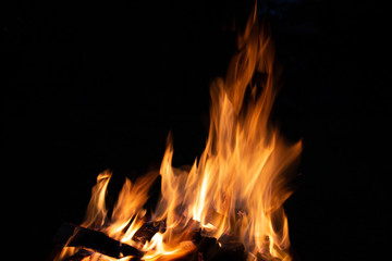 Close up photography of flames on black background