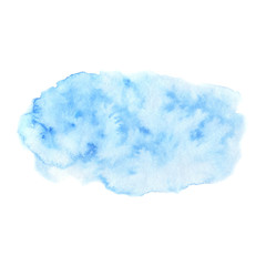 Hand painted blue watercolor texture isolated on the white background. Template for cards and invitations.