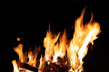 Fototapeta premium Close up photography of flames on black background