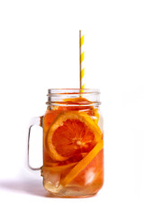 Grapefruit smoothie in a glass isolated