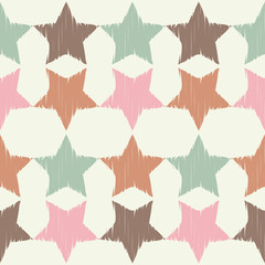 Seamless background with decorative stars. Brushwork. Hand hatching. Stars in the sky. Scratches texture. Can be used for wallpaper, textile, invitation card, wrapping, web page background.