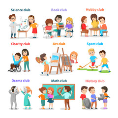 Set of Different Clubs for School Children Card