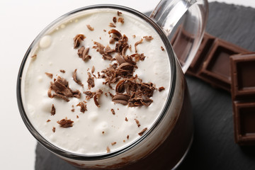 close up of cup of hot dark chocolate