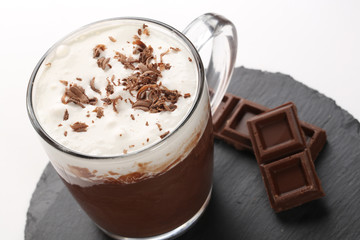 close up of cup of hot dark chocolate