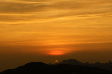Beautiful dramatic natural sunset twilight sky at dusk, abstract evening view background.