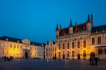 Fototapeta na wymiar The city of Bruges in Belgium at night