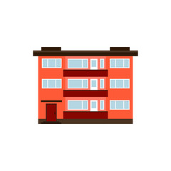Facade of the guest house isolated  flat design vector illustration.