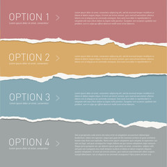Vector torn paper background. Four options template. - Illustration
