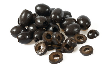 black olives isolated on white background