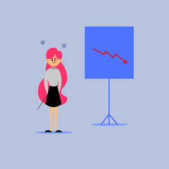 vector illustration of a girl giving a presentation