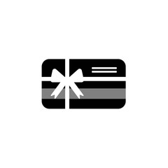 Obraz premium Credit debit card with bow and ribbon. Gift card icon. Bank present sign.