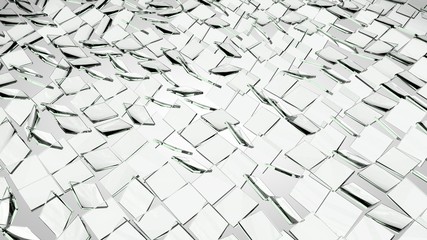 Transparent glass tiles on white, 3D rendering