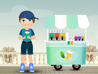 child drinks granita