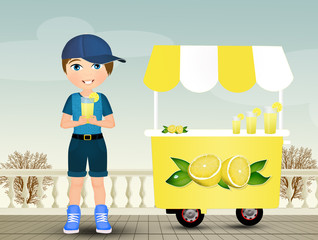 child drinks lemonade