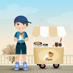 illustration of child eats crepes