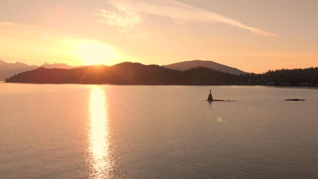 Aerial shot of the harbor in Gibsons, BC.