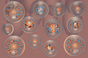 Water globes on an abstract background