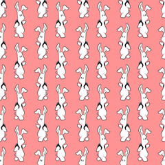 cute cartoon bunny with backpack seamless pattern
