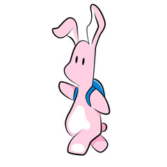 cute cartoon bunny animal with backpack vector