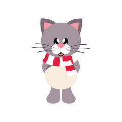 winter cartoon cute cat with scarf