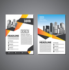 Brochure template layout, cover design annual report, magazine, flyer or booklet in A4 with blue geometric shapes on polygonal background