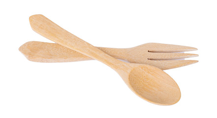 Spoon with fork on white background